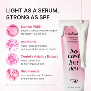 medicube Sunscreen No Cast Just Dew PDRN Hydrating UV Sun Serum, SPF 50 | SPF 50 Fast-Absorbing Sunscreen with PDRN, Panthenol & Centella - Lightweight...